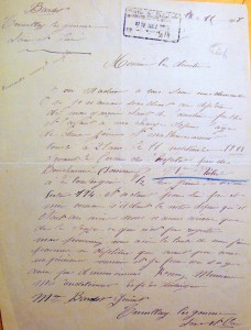 En 1918, Eugénie Bardot, la mère nourricière de Michel écrit au directeur de l’Assistance publique pour recevoir en souvenir le diplôme de son enfant.
