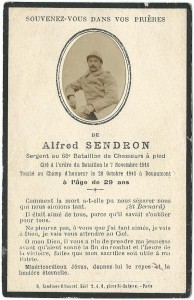 Faire-part de décès d’Alfred Sendron, 1916.